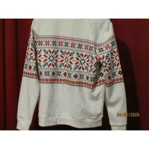 Charter Club Womens Fair Isle Snowflake Sweatshirt White Red Black Size M NEW